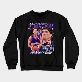 John Stockton Utah Basketball Legend Signature Vintage Retro 80s 90s Bootleg Rap Style Crewneck Sweatshirt